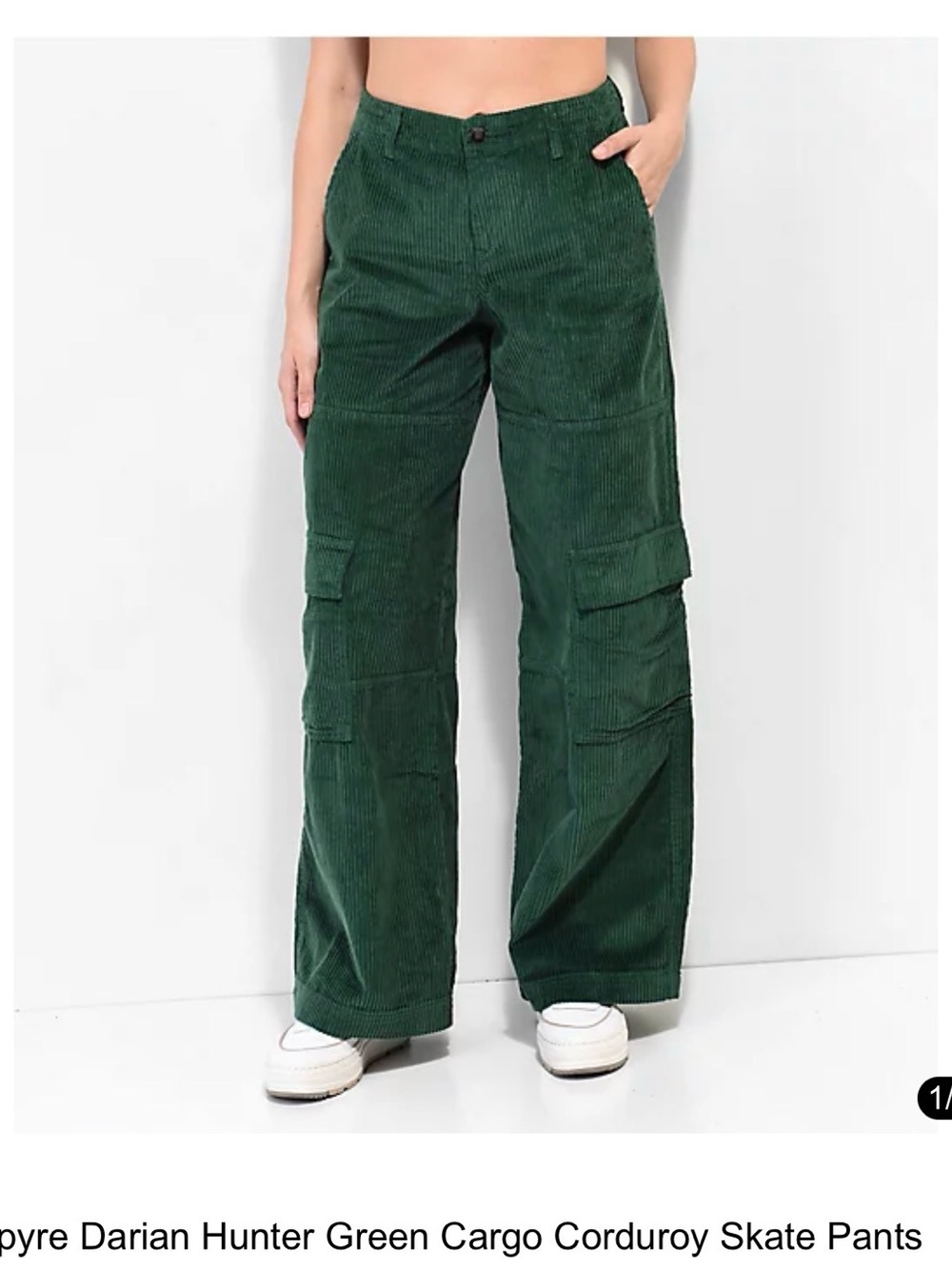 Empyre Darian Hunter Green Cargo Corduroy Skate Pants Size Medium